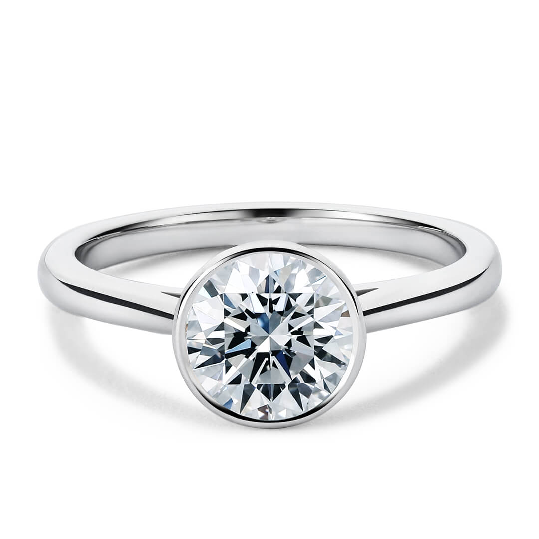 Anello di fidanzamento in Oro Bianco (18k) con Rotondo 0.80 ct diamante di colore H e purezza SI1 tipo