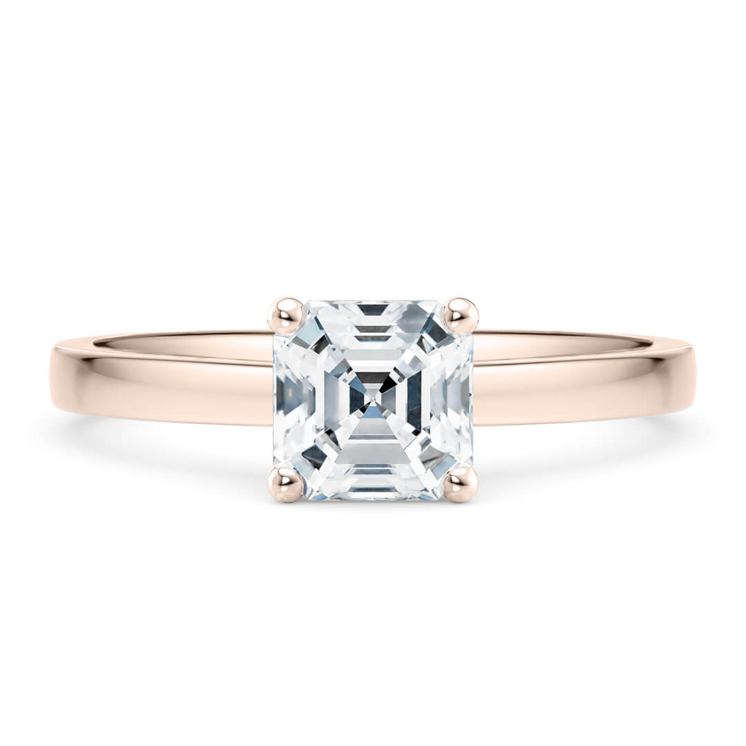 Engagement Ring in Rose Gold (18k) with Asscher 0.42ct E VS2 Lab-Grown diamond