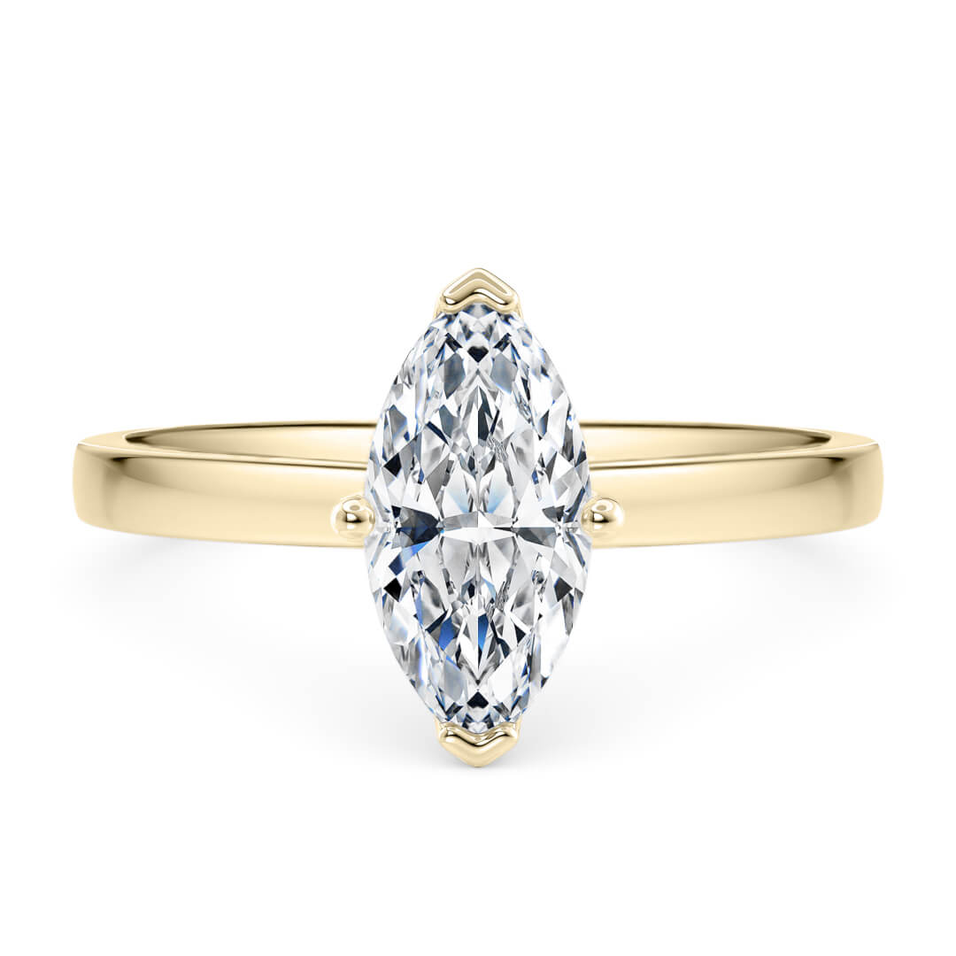 Diamond Ring – Yellow Gold (18k) with Marquise Cut Diamond (0.40ct)