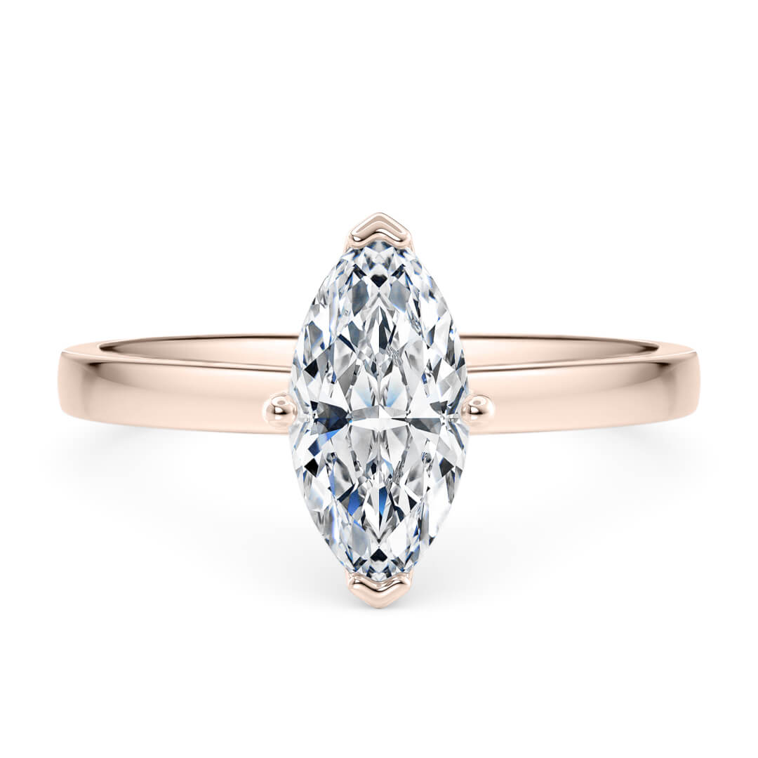 Diamond Ring - Rose Gold (18k) with Marquise Cut Diamond (0.77ct)