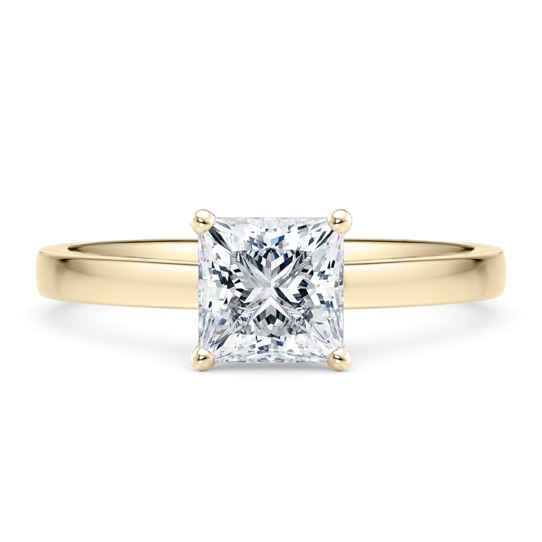 Engagement Ring in Yellow Gold (18k) with Princess 0.24ct D SI1 Lab-Grown diamond