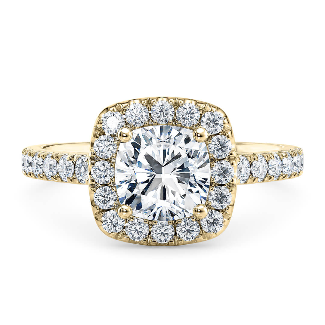 Diamond Ring – Yellow Gold (18k) with Cushion Cut Diamond (0.50ct)