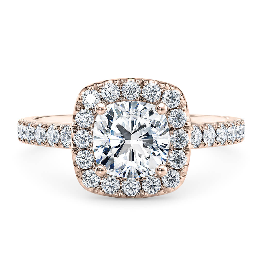 Engagement Ring in Rose Gold (18k) with Cushion 0.40ct E VS2 Lab-Grown diamond
