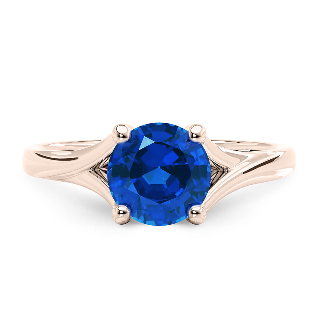 Engagement Ring in Rose Gold (18k) with Round 3.02ct Sapphire