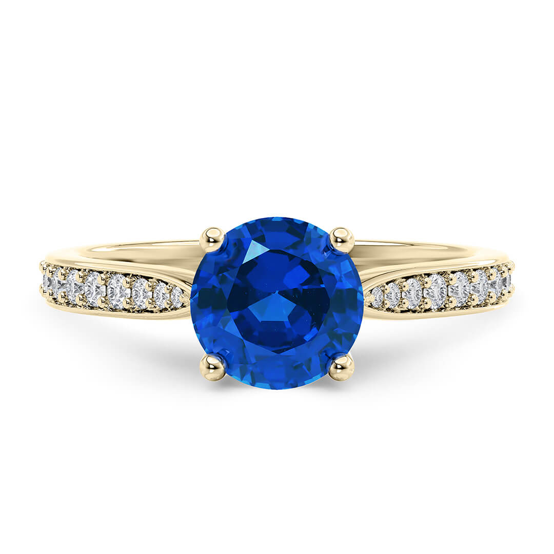 Engagement Ring in Yellow Gold (18k) with Round 3.02ct Sapphire