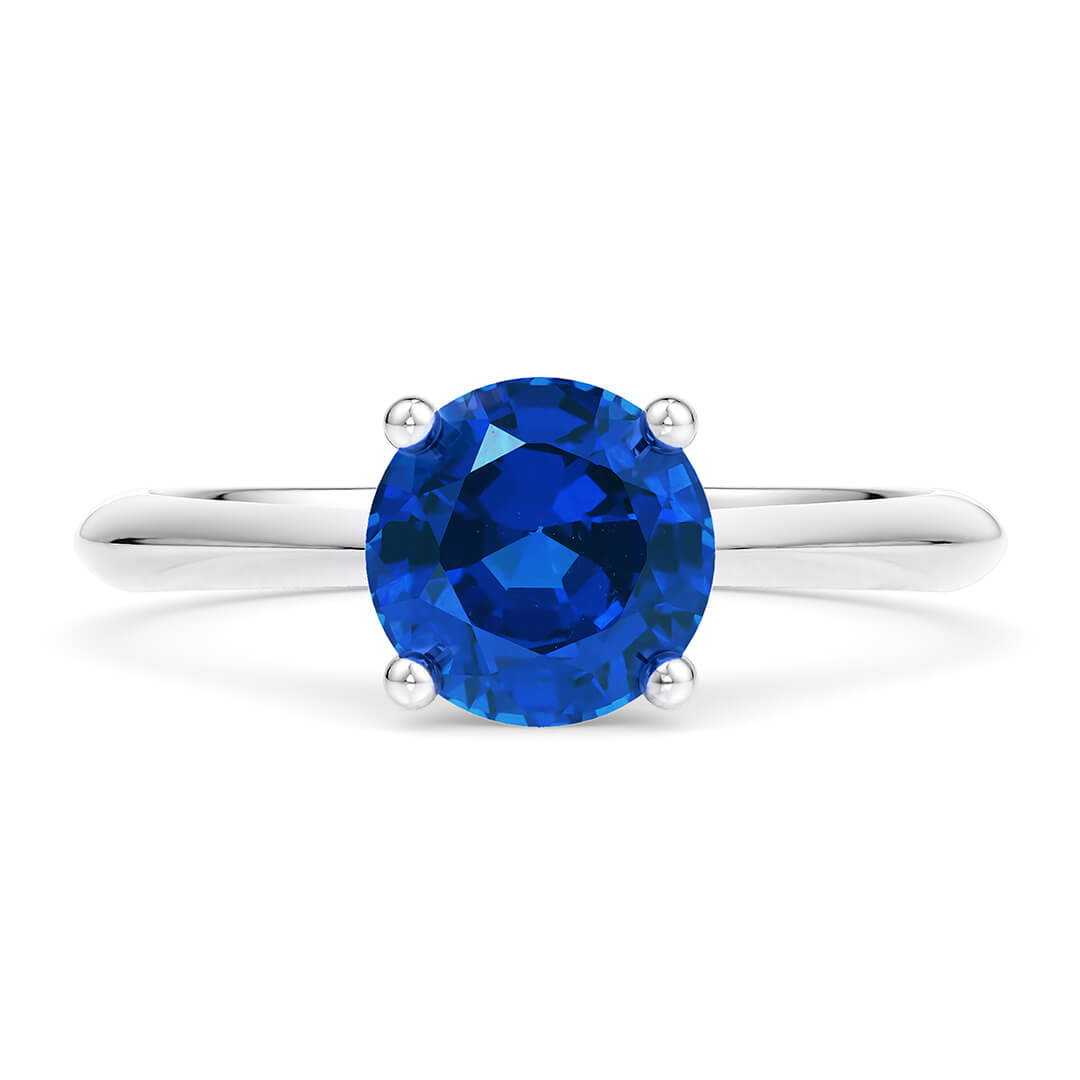 Engagement Ring in White Gold (18k) with Round 3.02ct Sapphire