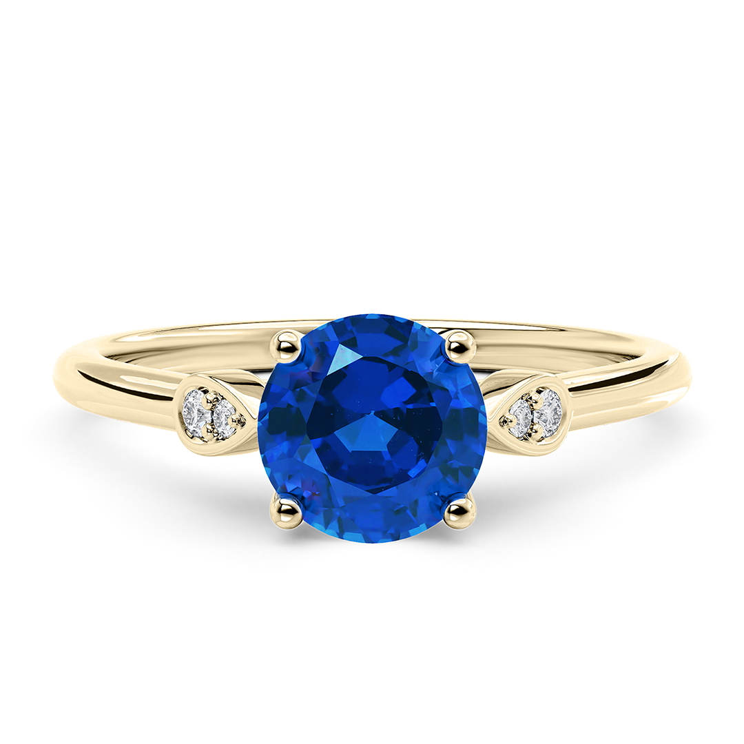 Engagement Ring in Yellow Gold (18k) with Round 3.02ct Sapphire