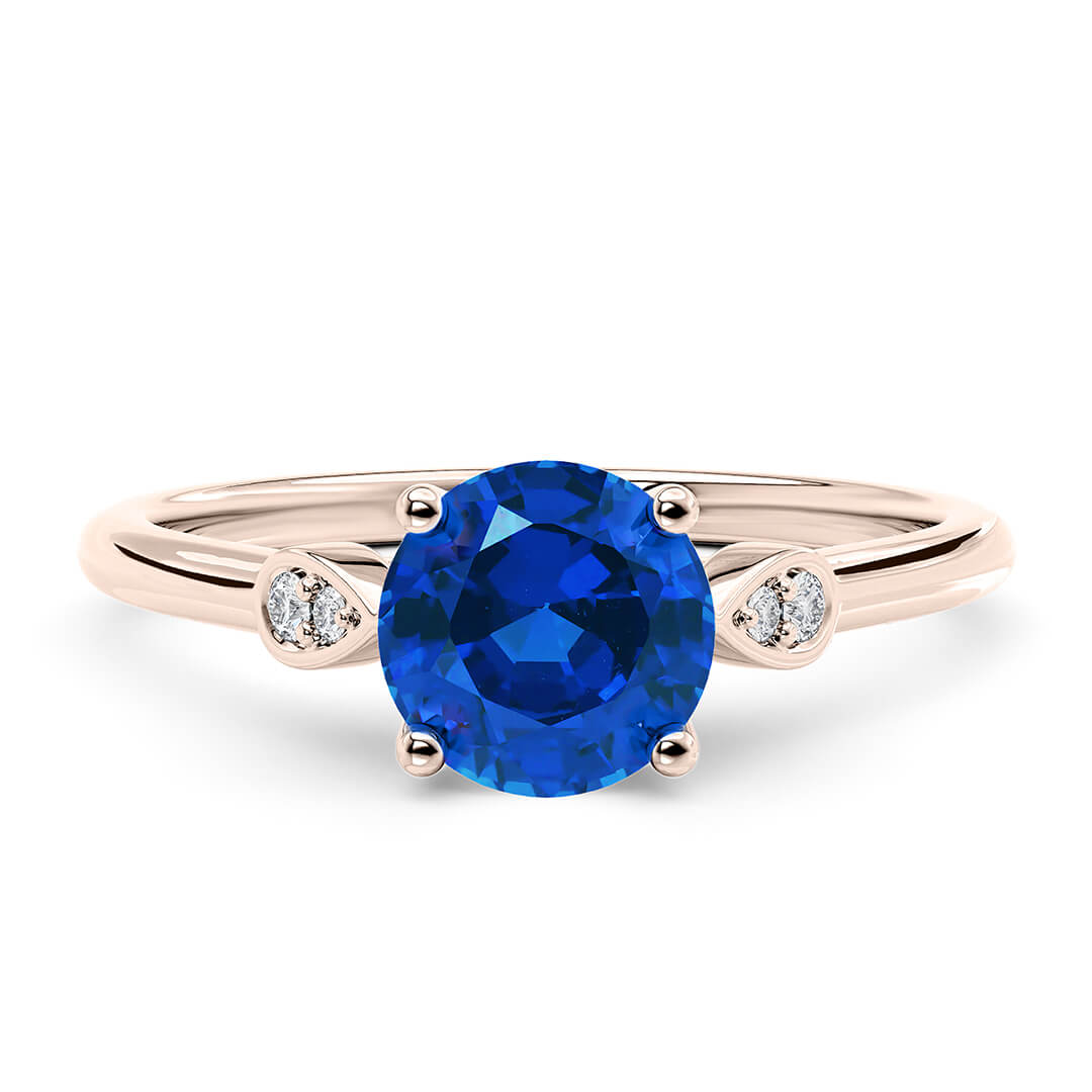 Engagement Ring in Rose Gold (18k) with Round 3.02ct Sapphire