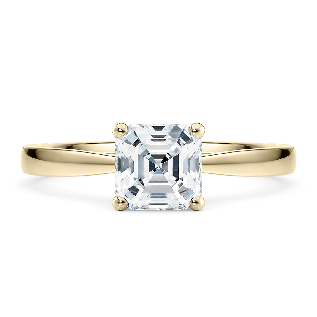 Engagement Ring in Yellow Gold (9k) with Asscher 0.70ct J SI1 diamond