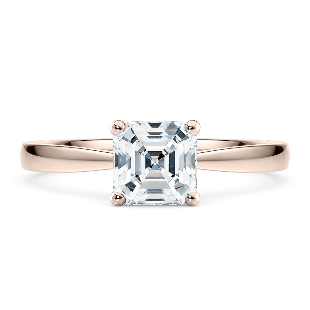 Diamond Ring – Rose Gold (18k) with Asscher Cut Diamond (1.00ct)