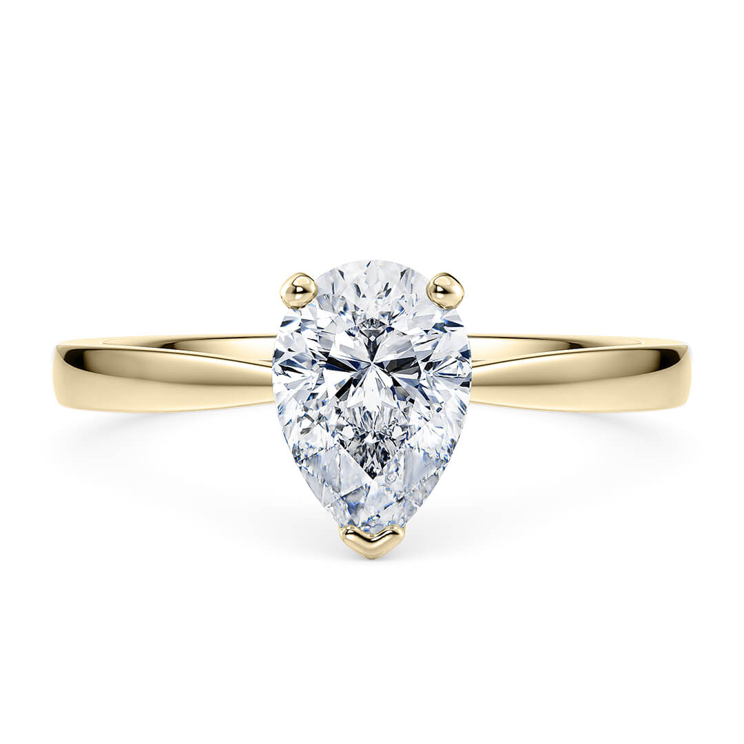 Anello di fidanzamento in Oro Giallo (18k) con Goccia 0.61 ct diamante di colore H e purezza SI1 tipo