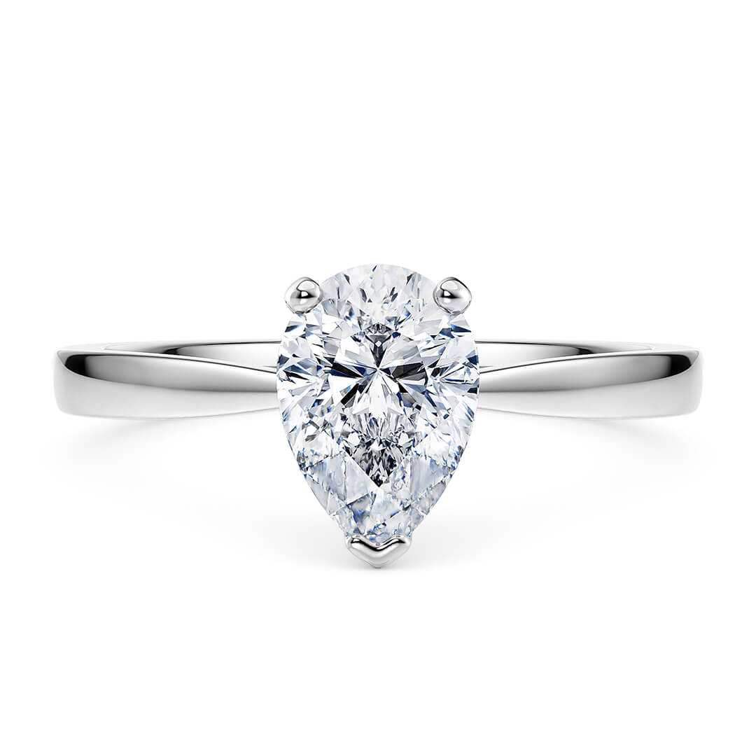 Diamond Ring - Platinum (950) with Pear Cut Diamond (0.81ct)