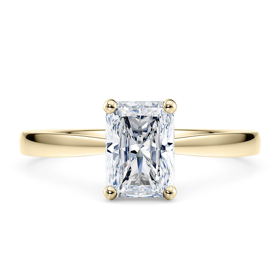 Engagement Ring in Yellow Gold (18k) with Radiant 1.03ct E SI2 Lab-Grown diamond