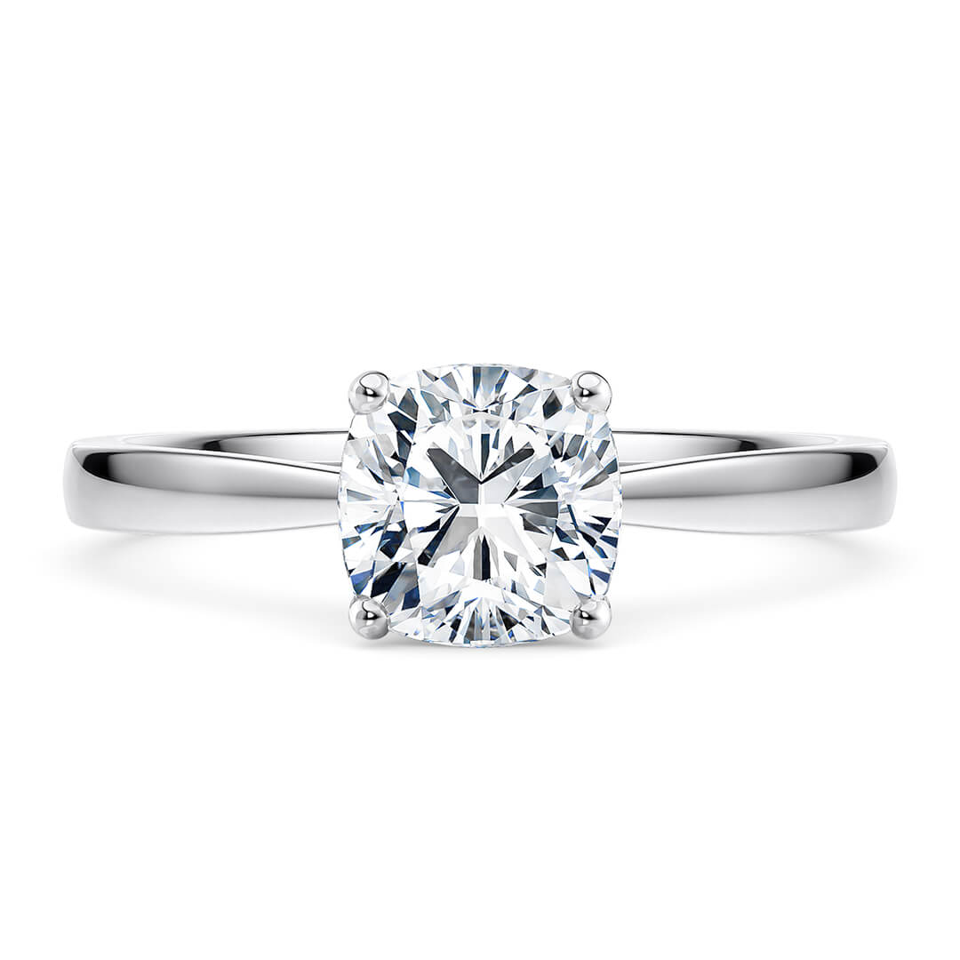 Diamond Ring - White Gold (18k) with Cushion Cut Diamond (0.64ct)