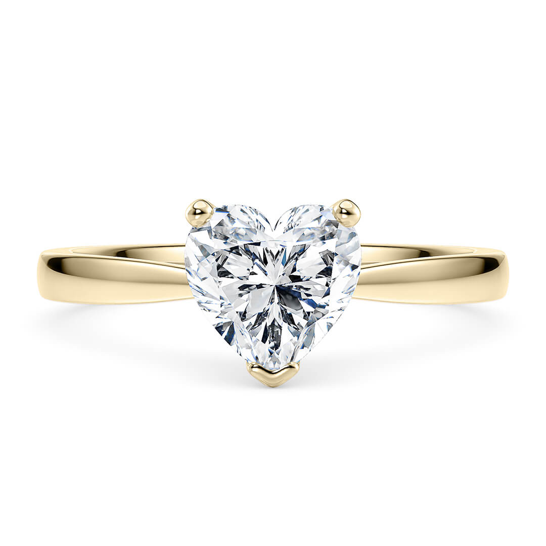 Engagement Ring in Yellow Gold (18k) with Heart 0.52ct E VVS2 Lab-Grown diamond