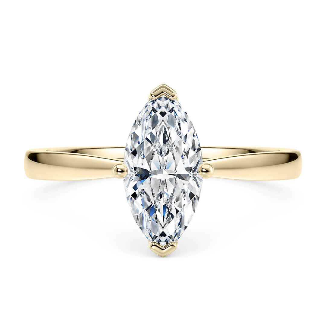 Diamond Ring - Yellow Gold (18k) with Marquise Cut Diamond (0.30ct)