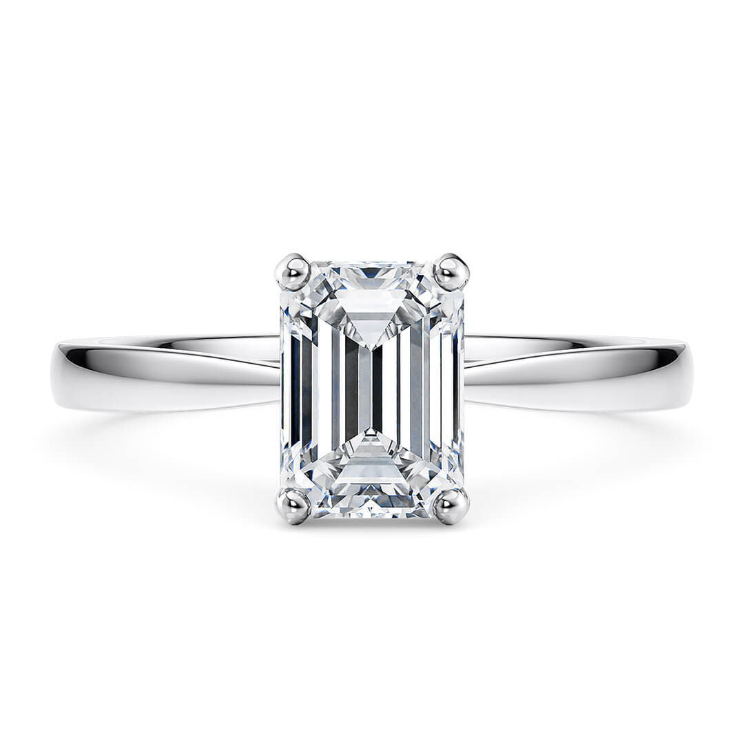 Engagement Ring - Platinum (950) with Emerald Cut Diamond (0.90ct)