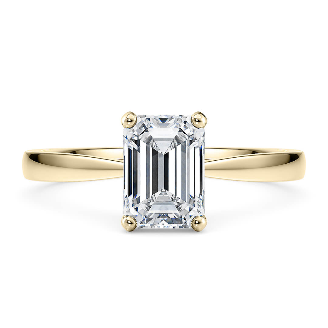 Engagement Ring - Yellow Gold (18k) with Emerald Cut Diamond (0.40ct)
