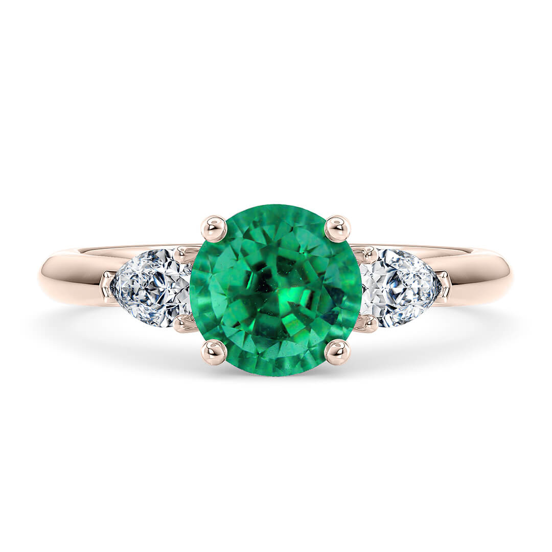 Engagement Ring in Rose Gold (18k) with Round 2.01ct Emerald