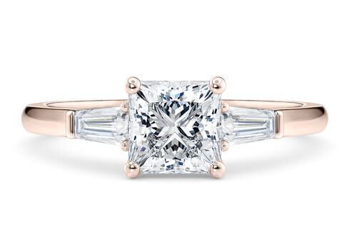Alexandria in Rose Gold set with a Princess cut diamond.
