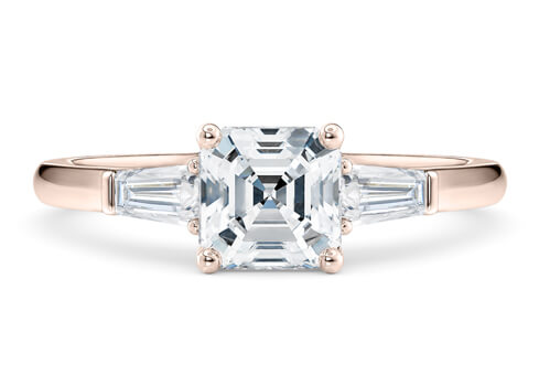 Alexandria in Rose Gold set with a Asscher cut diamond.