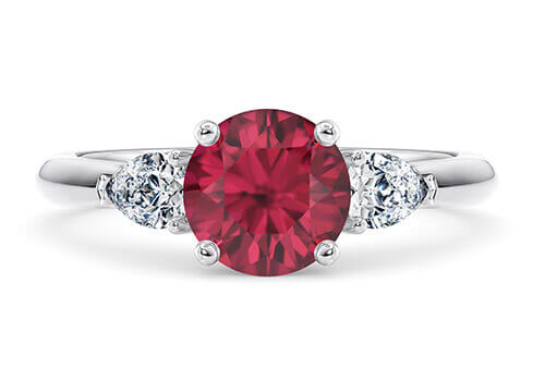 Florence in White Gold set with a Round cut Ruby.