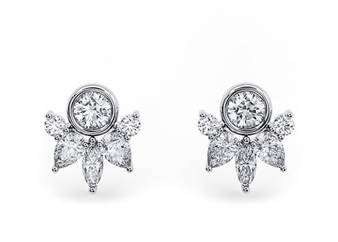 Bouquet Stud in White Gold.