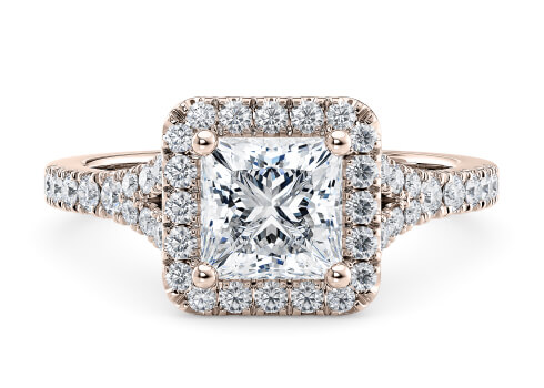 Battersea in Rose Gold set with a Princess cut diamond.