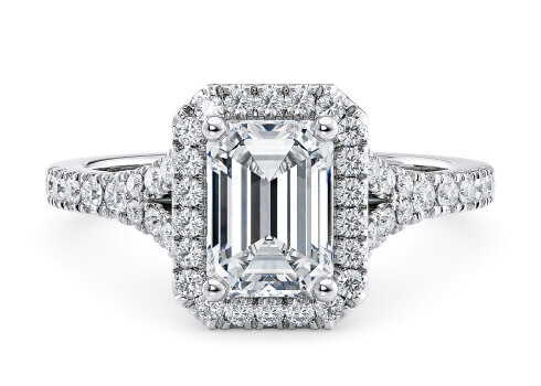 Battersea in White Gold set with a Emerald cut diamond.