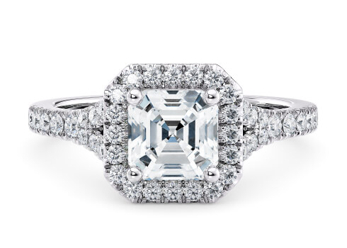 Battersea in Or blanc set with a Asscher cut diamant.