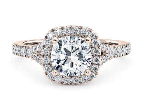 Battersea in Rose Gold set with a Cushion cut diamond.