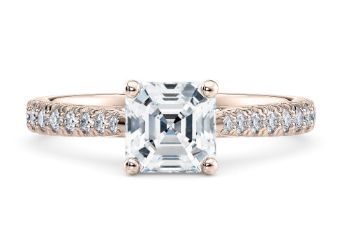 Kindrea in Rose Gold set with a Asscher cut diamond.