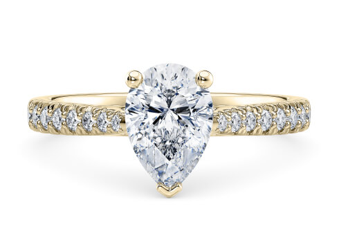 Kindrea in Yellow Gold set with a Pear cut diamond.