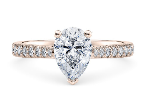 Kindrea in Rose Gold set with a Pear cut diamond.
