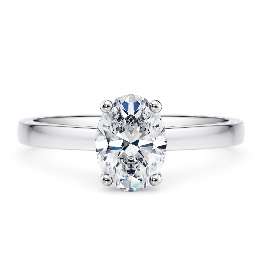 Anello di fidanzamento in Oro Bianco (18k) con Ovale 0.60 ct diamante di colore H e purezza SI1 tipo
