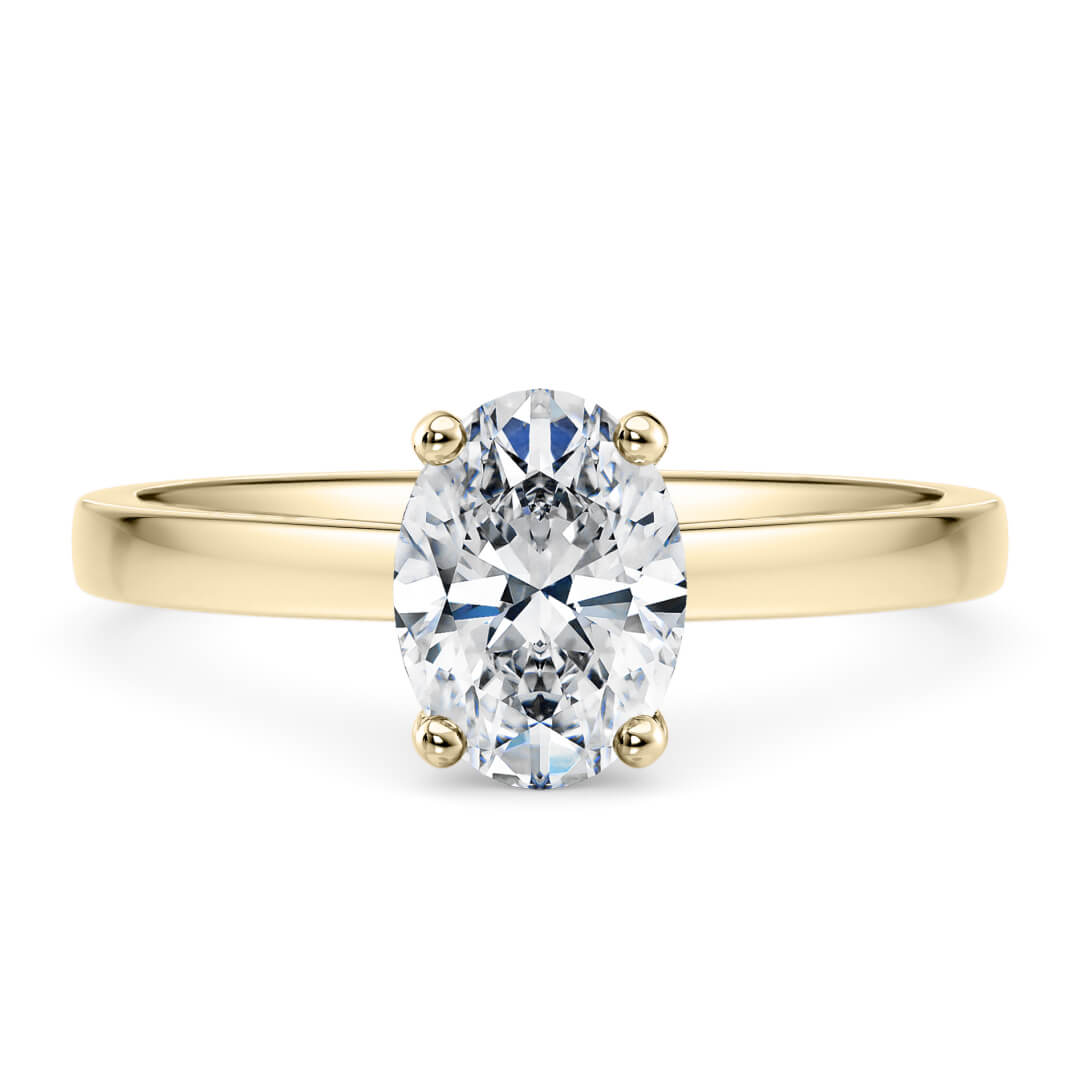 Engagement Ring in Yellow Gold (18k) with Oval 0.98ct G SI1 Lab-Grown diamond