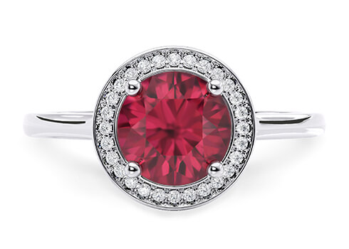 Minerva in White Gold set with a Round cut Ruby.