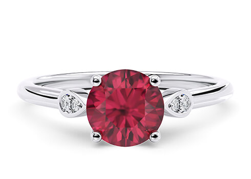Primrose in White Gold set with a Round cut Ruby.