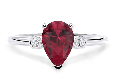 Primrose in Aur alb set with a Pere cut diamant.