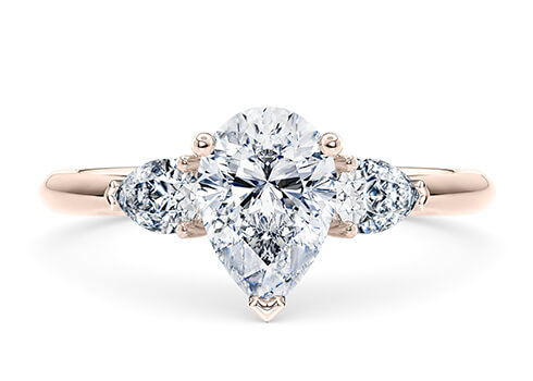 Florence in Rose Gold set with a Pear cut diamond.