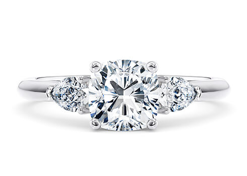 Florence in Platinum set with a Cushion cut diamond.