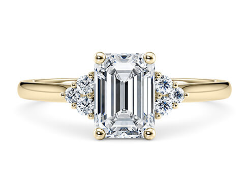 Rosa in Žluté zlato (9k) set with a Emerald cut diamant.