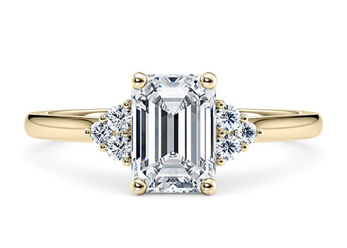 Rosa in Yellow Gold set with a Emerald cut diamond.