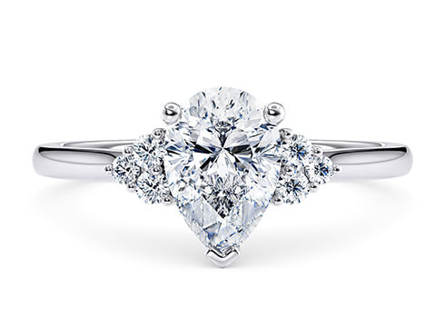 Rosa in Platinum set with a Pear cut diamond.