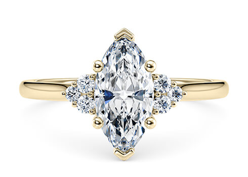 Rosa in Yellow Gold set with a Marquise cut diamond.