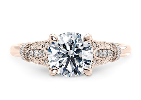 Jasmine in Rose Gold set with a Round cut diamond.