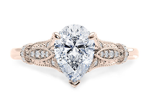 Jasmine in Rose Gold set with a Pear cut diamond.