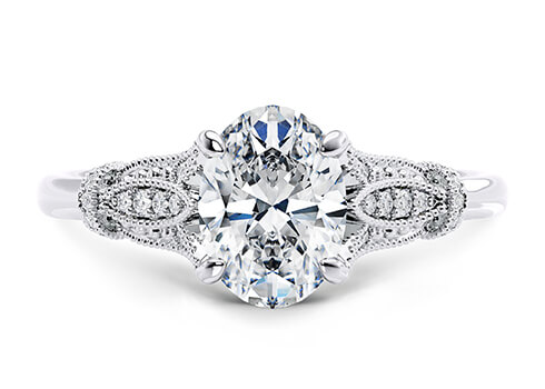 Jasmine in Hvitt gull (9k) set with a Oval cut diamant.