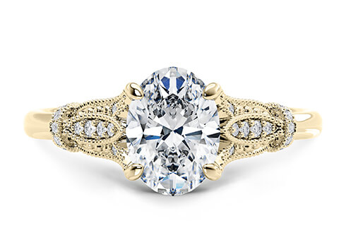 Jasmine in Yellow Gold (9k) set with a Oval cut diamond.