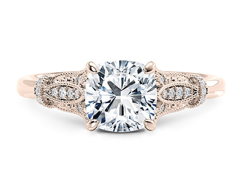 Jasmine in Rose Gold set with a Cushion cut diamond.